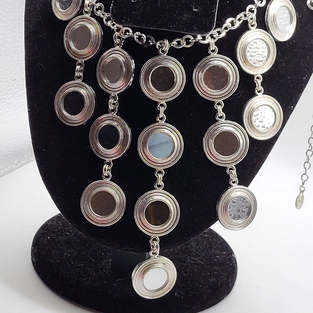 Robert Rose Bollywood Belly Dance Mirrored Dangle Necklace Bib 19in - Picture 6 of 6